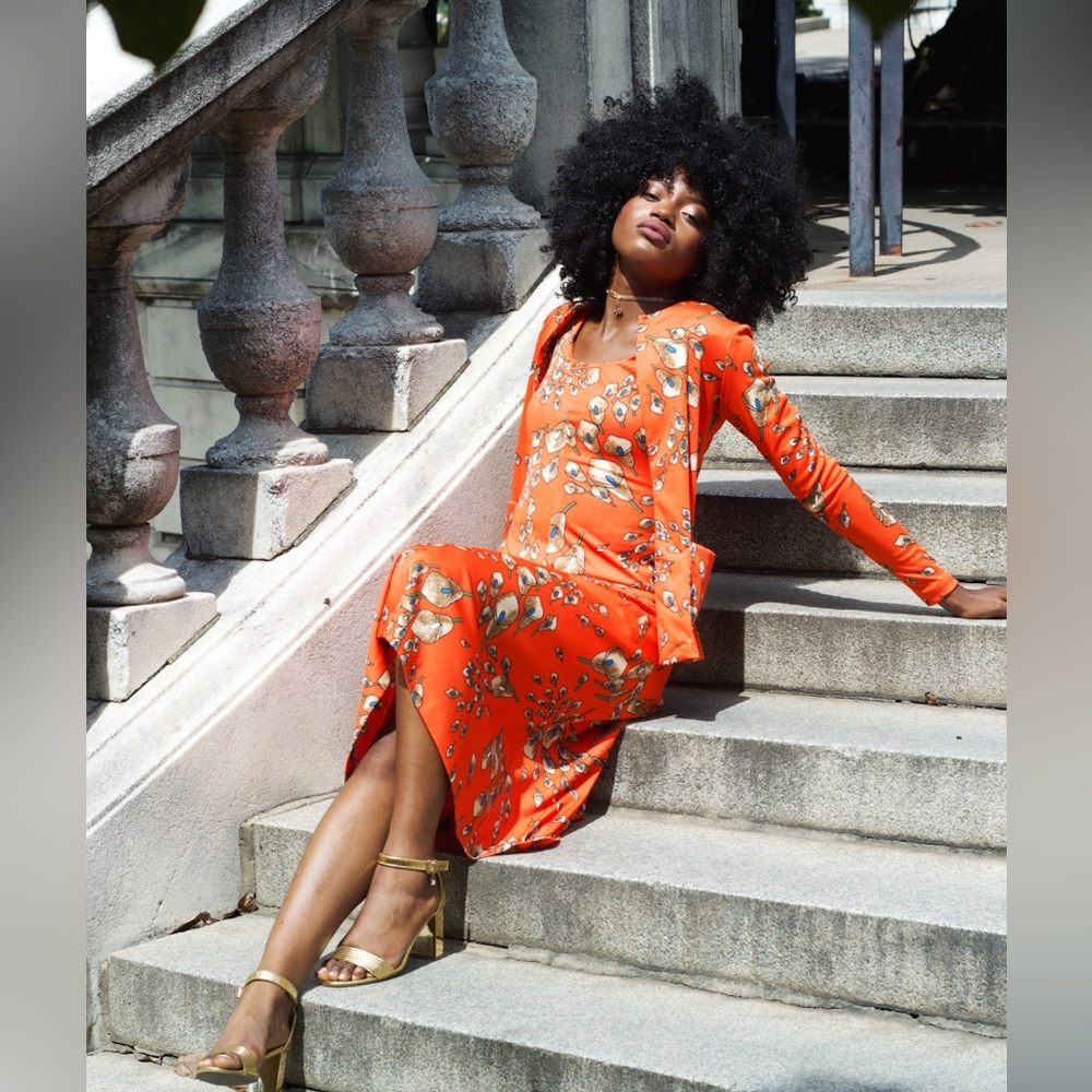 Vintage Lord and Taylor profesional dress set 60s 70s floral size 6